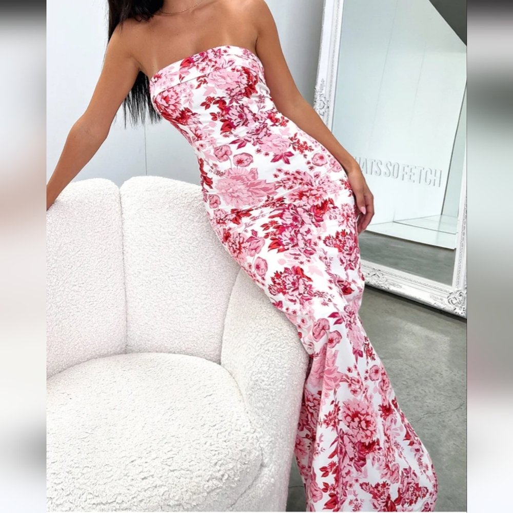 Floral Print Luxury Maxi Gown Dress
